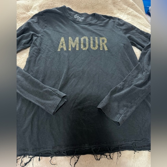 Elan Black Long Sleeve Shirt with Gold 'Amour' Print S - Picture 1 of 3
